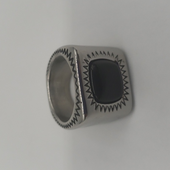 2030- Black Stone Handmade Men's Ring Size 11 NWT - Picture 3 of 7